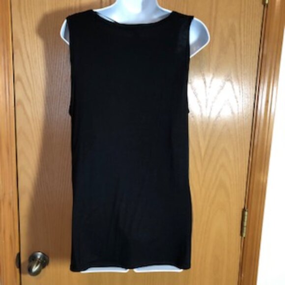 NWT Cable & Gauge Black Sleeveless Long Tunic Tank XL Gathered Hem on 1 Side - Picture 4 of 8